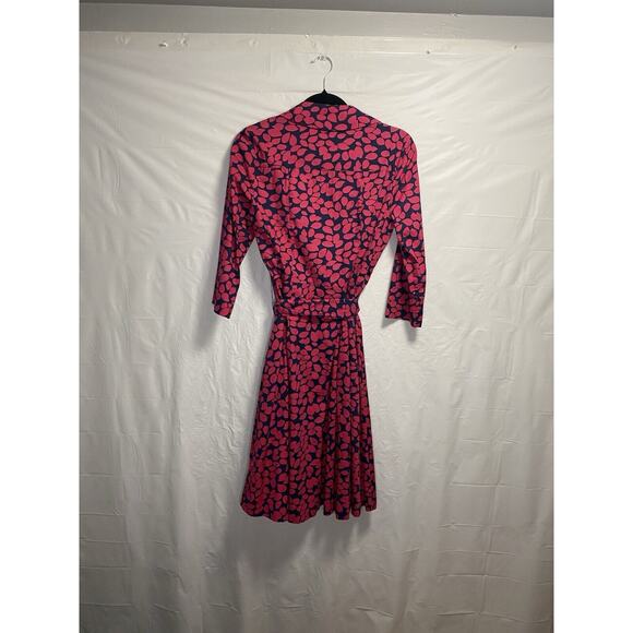 Boden Button Front Midi Dress Women’s 6R Geometric Tie Pink 3/4 Sleeve Stretch - Picture 2 of 4